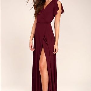Heart of Marigold Burgundy Wrap Maxi Dress